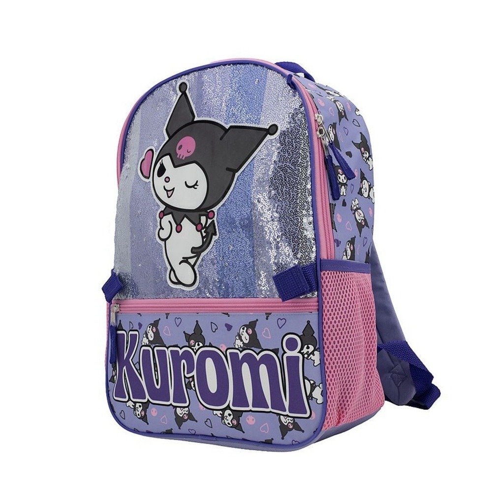 5 Piece Kuromi Backpack Lunch Box Bag Tote Lunchbox Case Set My Melody Sequins